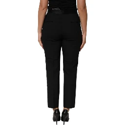 Black Wool HighWaist Tapered Trouser Pants