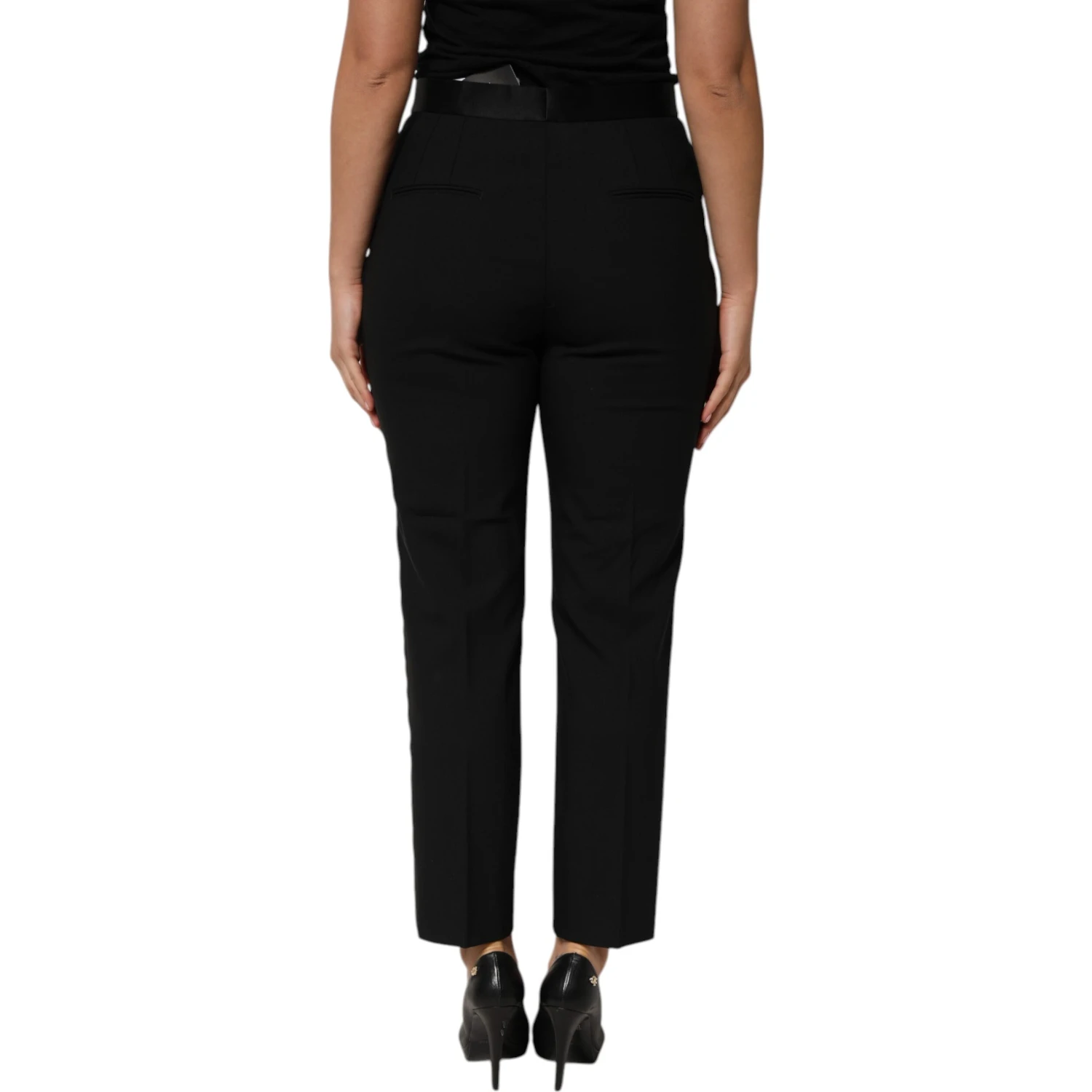 Black Wool HighWaist Tapered Trouser Pants