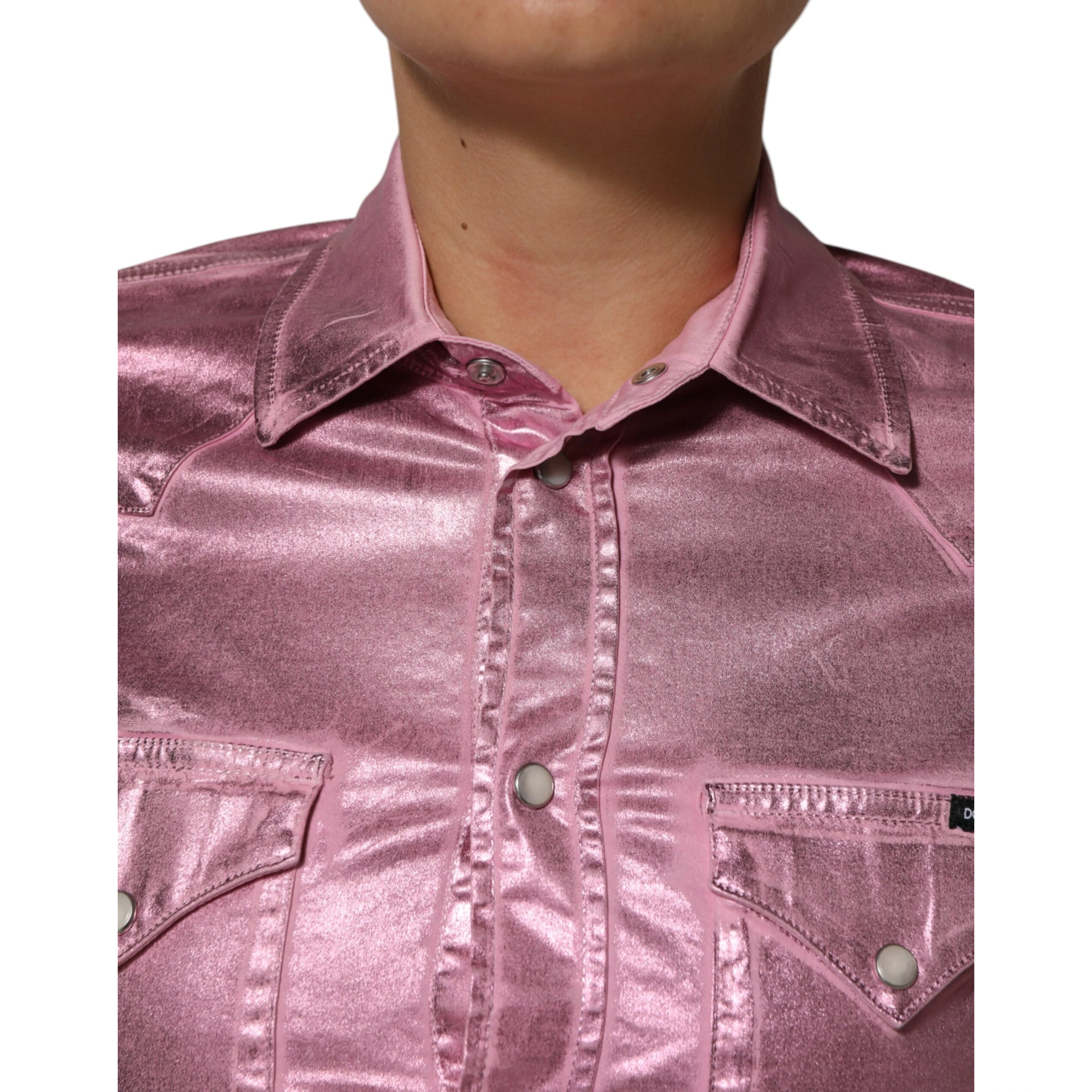 Pink Cotton Stretch Collared Cropped Jacket
