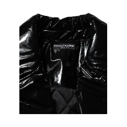 Black Polyester Quilted Puffer Coat Jacket