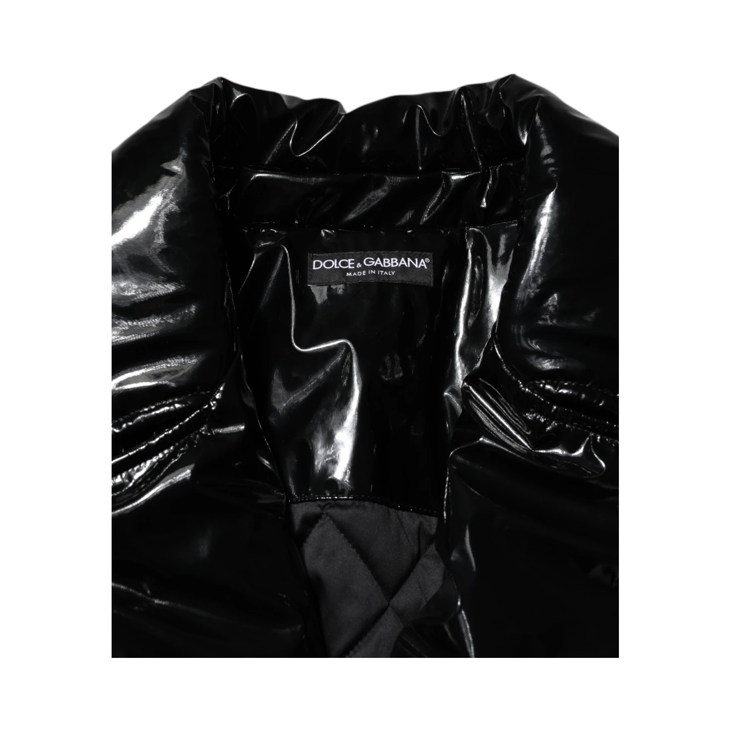 Black Polyester Quilted Puffer Coat Jacket