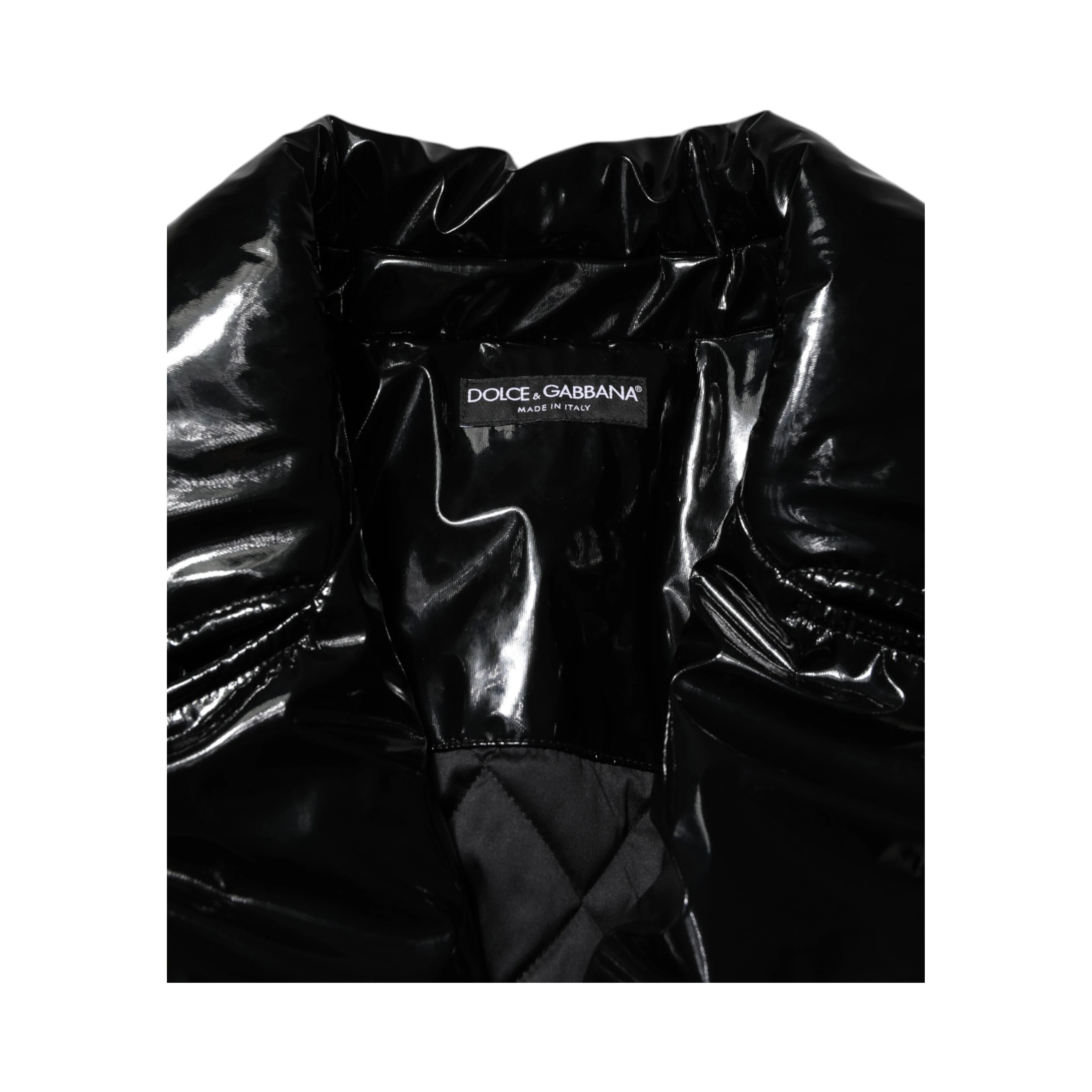 Black Polyester Quilted Puffer Coat Jacket