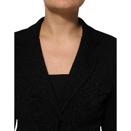Black Viscose Single Breasted Blazer Jacket