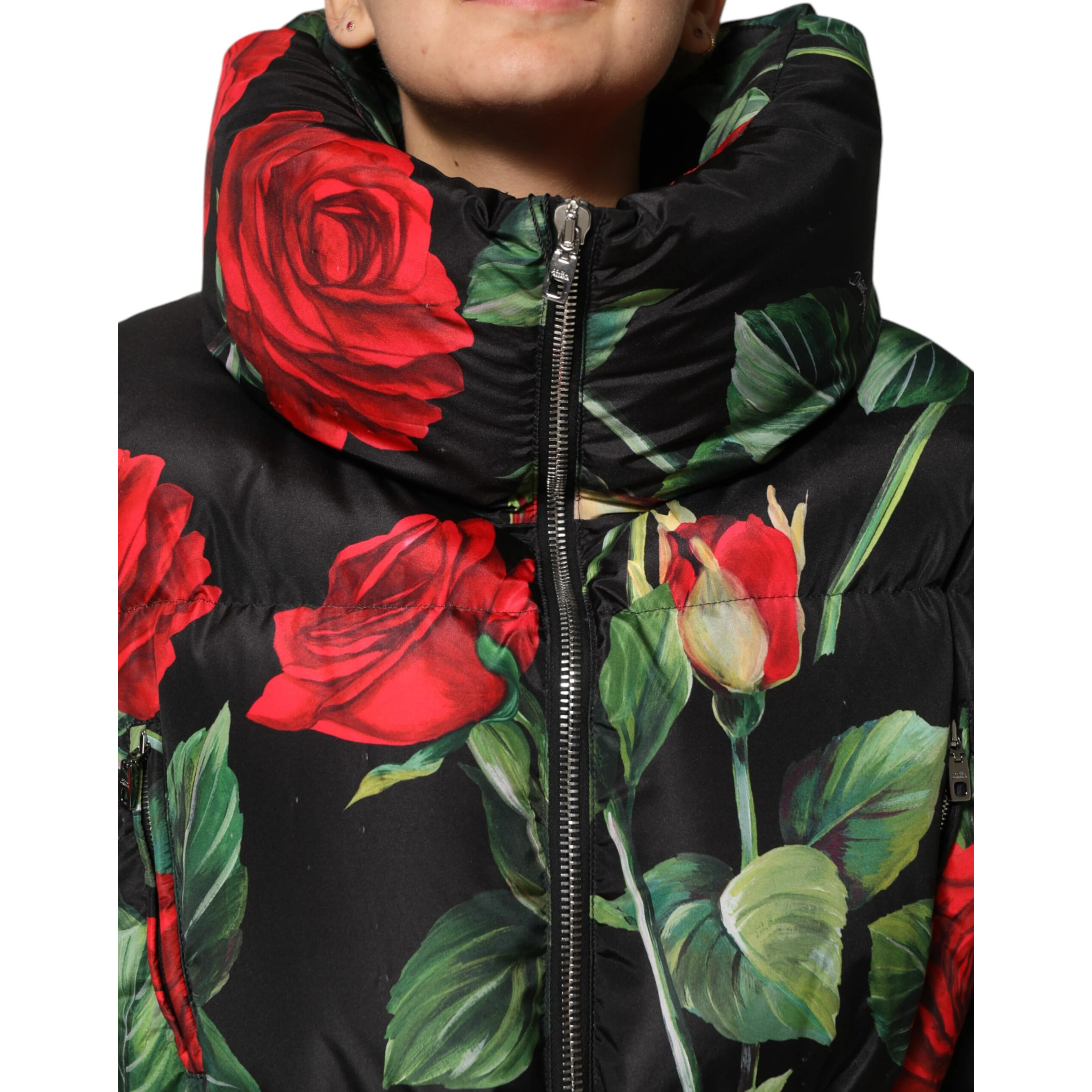 Multicolor Floral Puffer Coat Full Zip Jacket