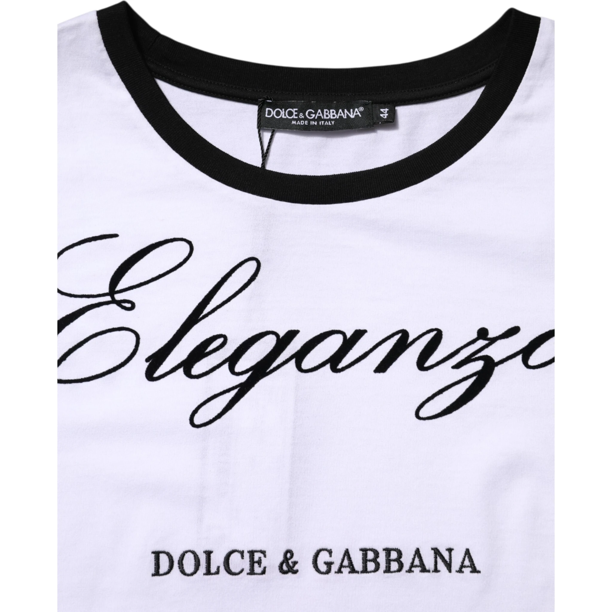 White Eleganza Cotton Crew Neck Tee T-shirt