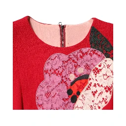 Red Lace Floral Applique A-line Mini Dress