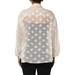 Off White Logo Monogram Ascot Collar Top