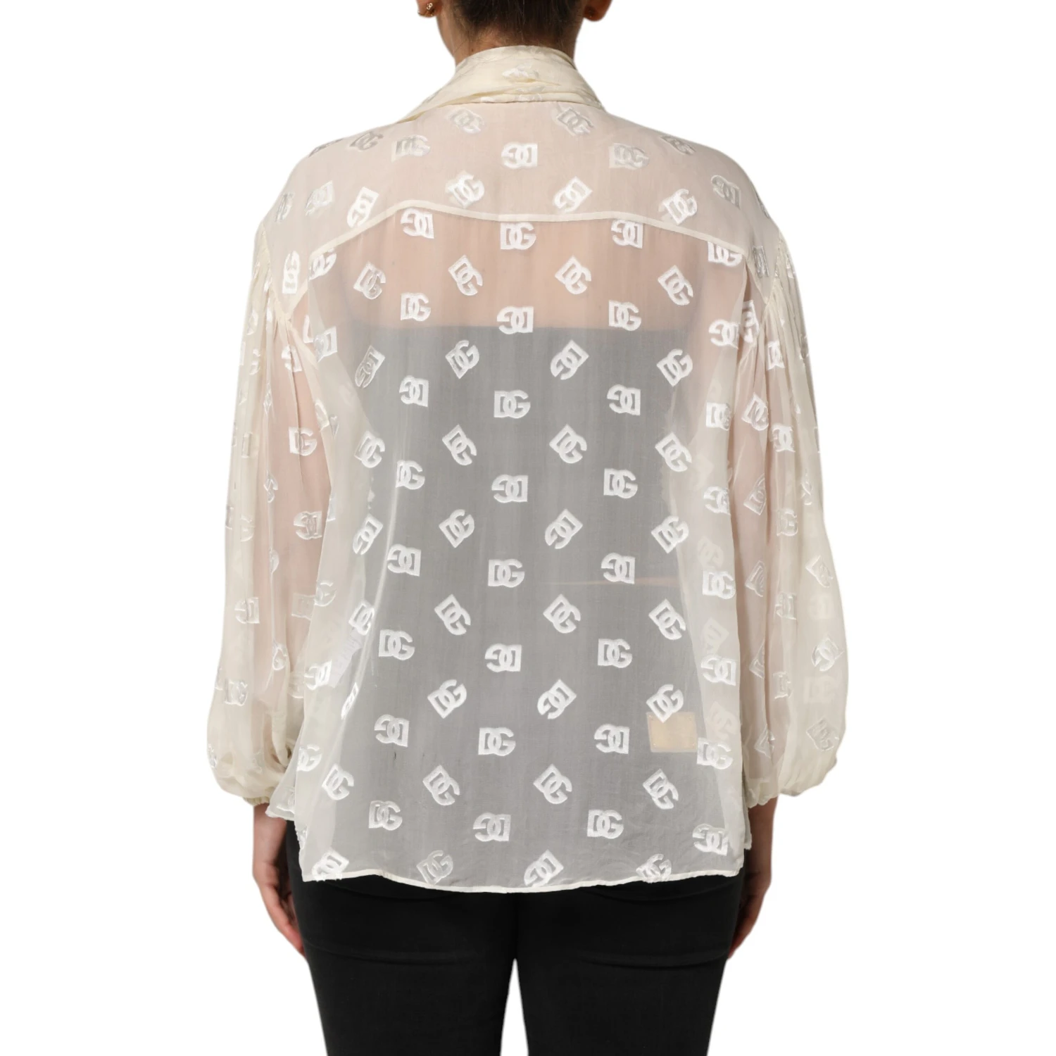 Off White Logo Monogram Ascot Collar Top