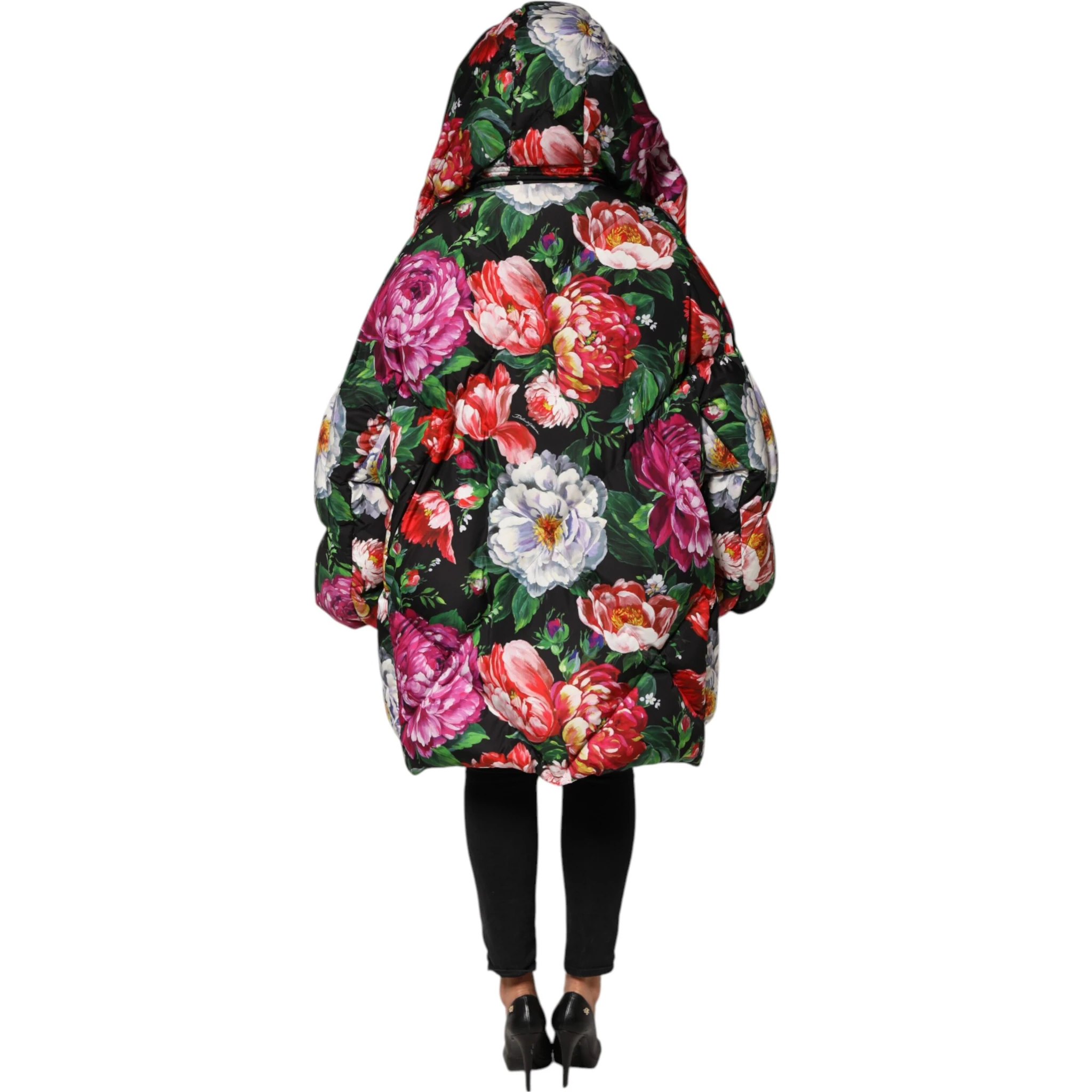 Multicolor Floral Hooded Puffer Coat Jacket
