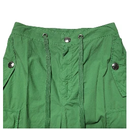 Green Cotton High Waist Cargo Trouser Pants