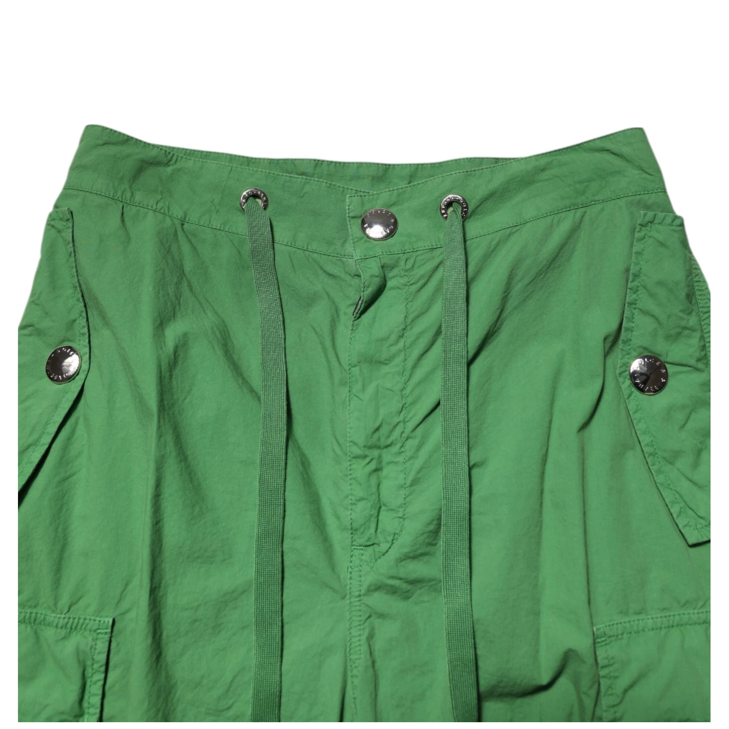 Green Cotton High Waist Cargo Trouser Pants