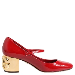 Red Leather DG Logo Heels Sandals Shoes