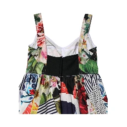Multicolor Patchwork Cotton AlineMini Dress