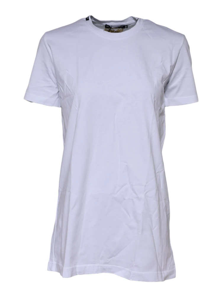 White Short Sleeves Crew Neck Top T-shirt alternative