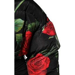 Multicolor Floral Puffer Coat Full Zip Jacket