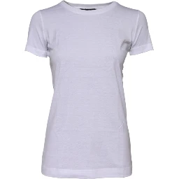 White Cotton Crew Neck Short Sleeves T-shirt