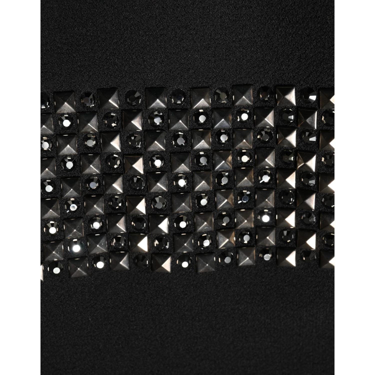 Black Crystal Embellished Collared Mini Dress