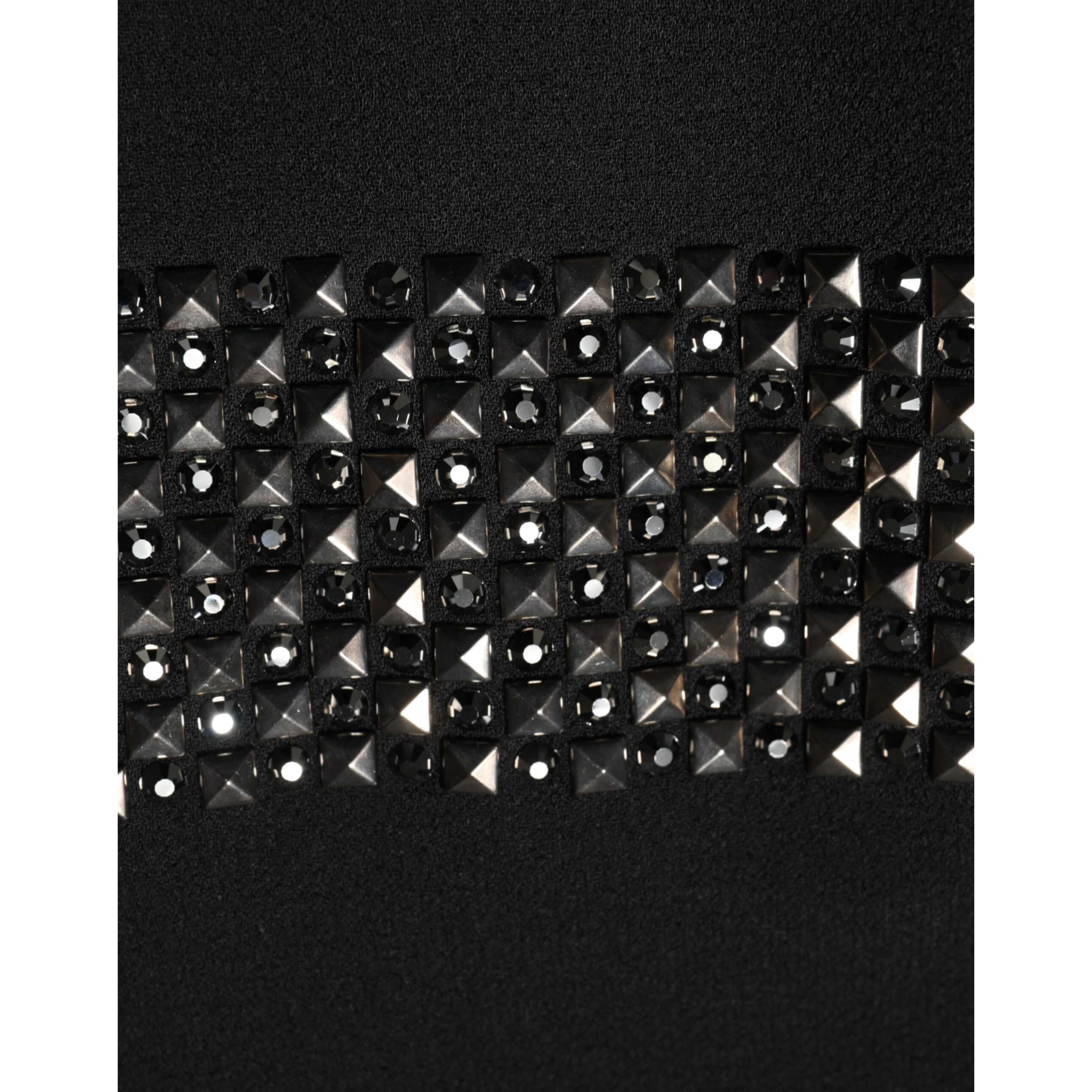 Black Crystal Embellished Collared Mini Dress