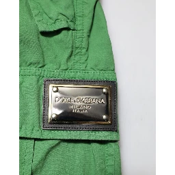 Green Cotton High Waist Cargo Trouser Pants