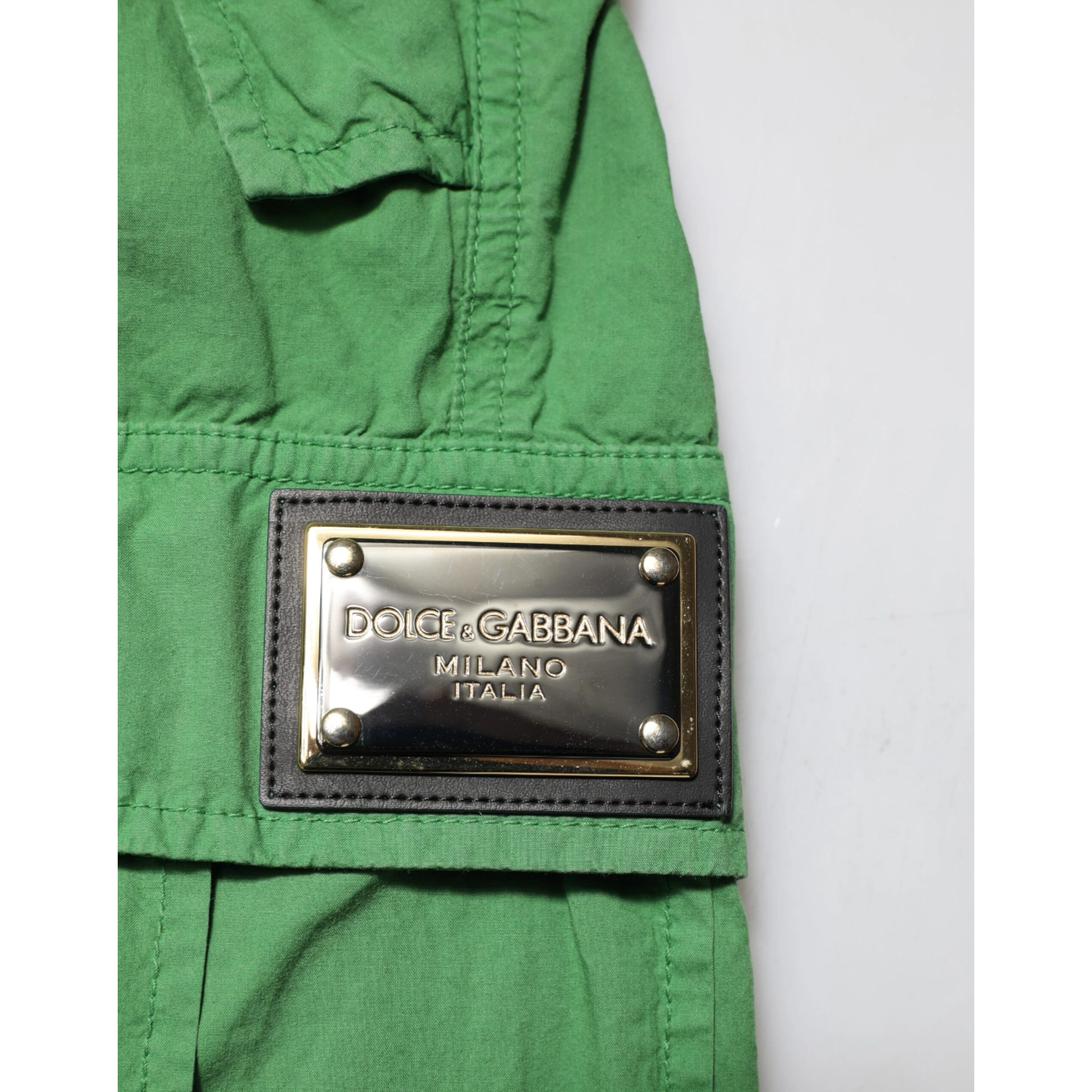 Green Cotton High Waist Cargo Trouser Pants