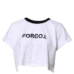 White Cotton Crew Neck Cropped Top T-shirt