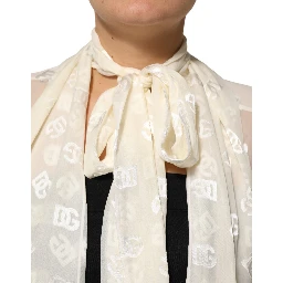 Off White Logo Monogram Ascot Collar Top