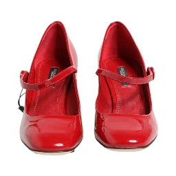 Red Leather DG Logo Heels Sandals Shoes