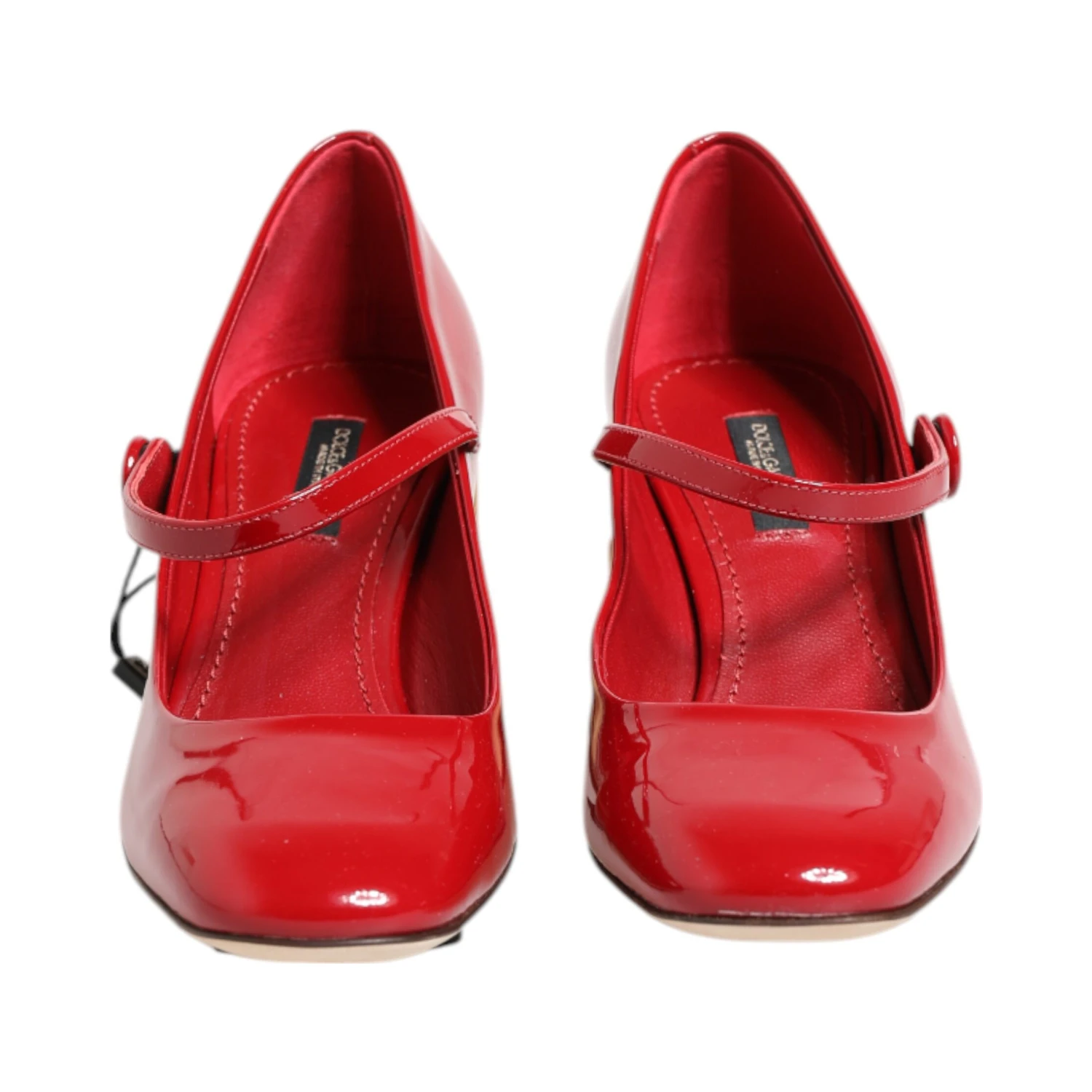 Red Leather DG Logo Heels Sandals Shoes
