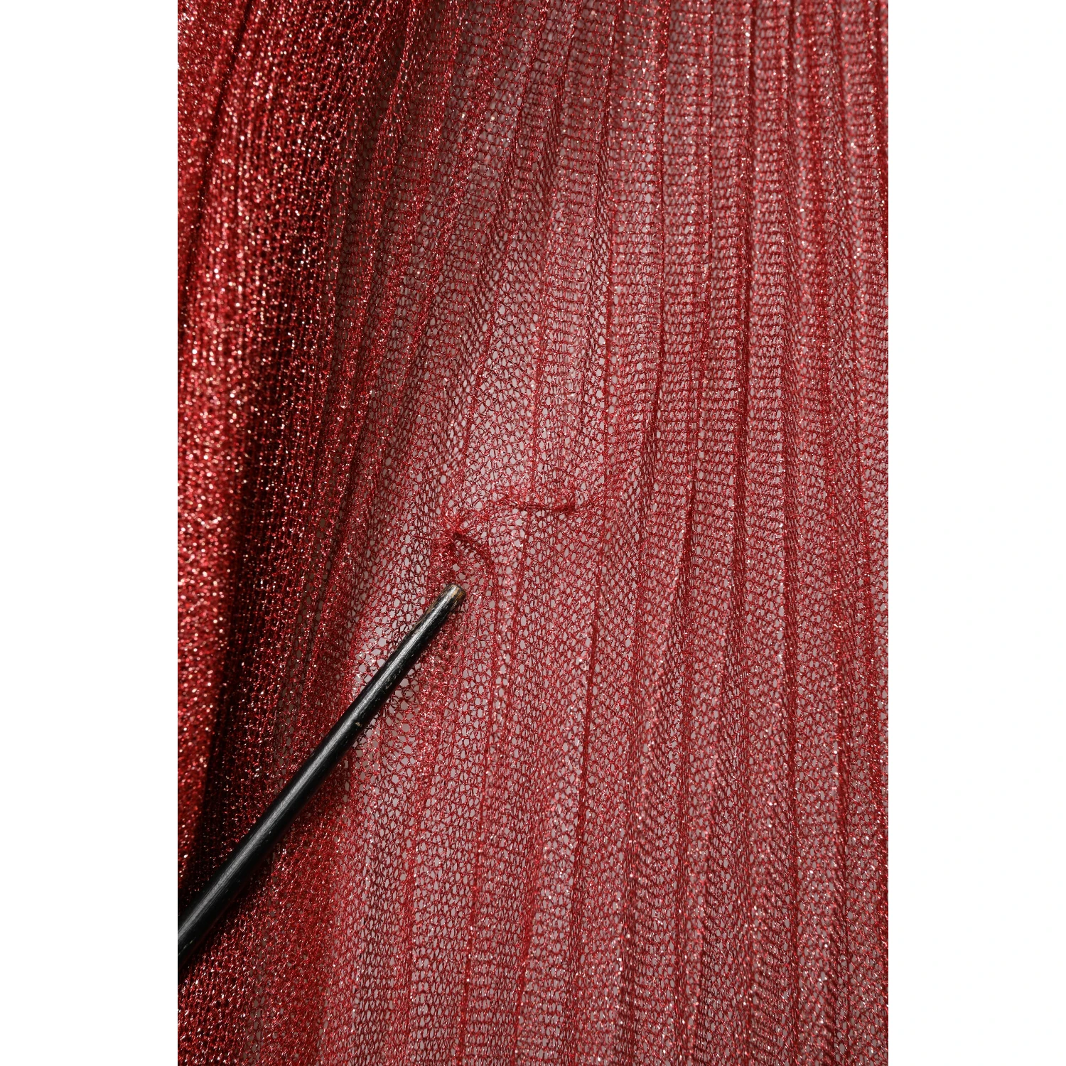 Burgundy Mesh Sleeveless Midi A-line Dress