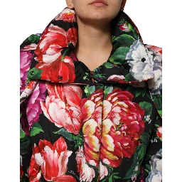 Multicolor Floral Hooded Puffer Coat Jacket