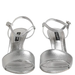 Silver KEIRA Heels Ankle Strap Sandals Shoes