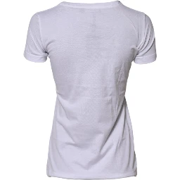 White Cotton Crew Neck Short Sleeves T-shirt