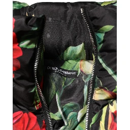 Multicolor Floral Puffer Coat Full Zip Jacket