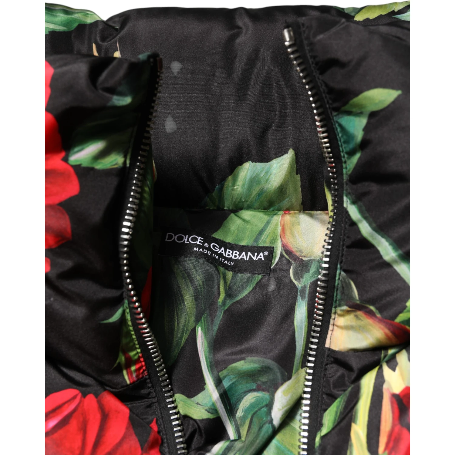 Multicolor Floral Puffer Coat Full Zip Jacket