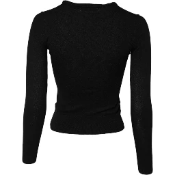 Black STAFF Round Neck Cardigan Sweater