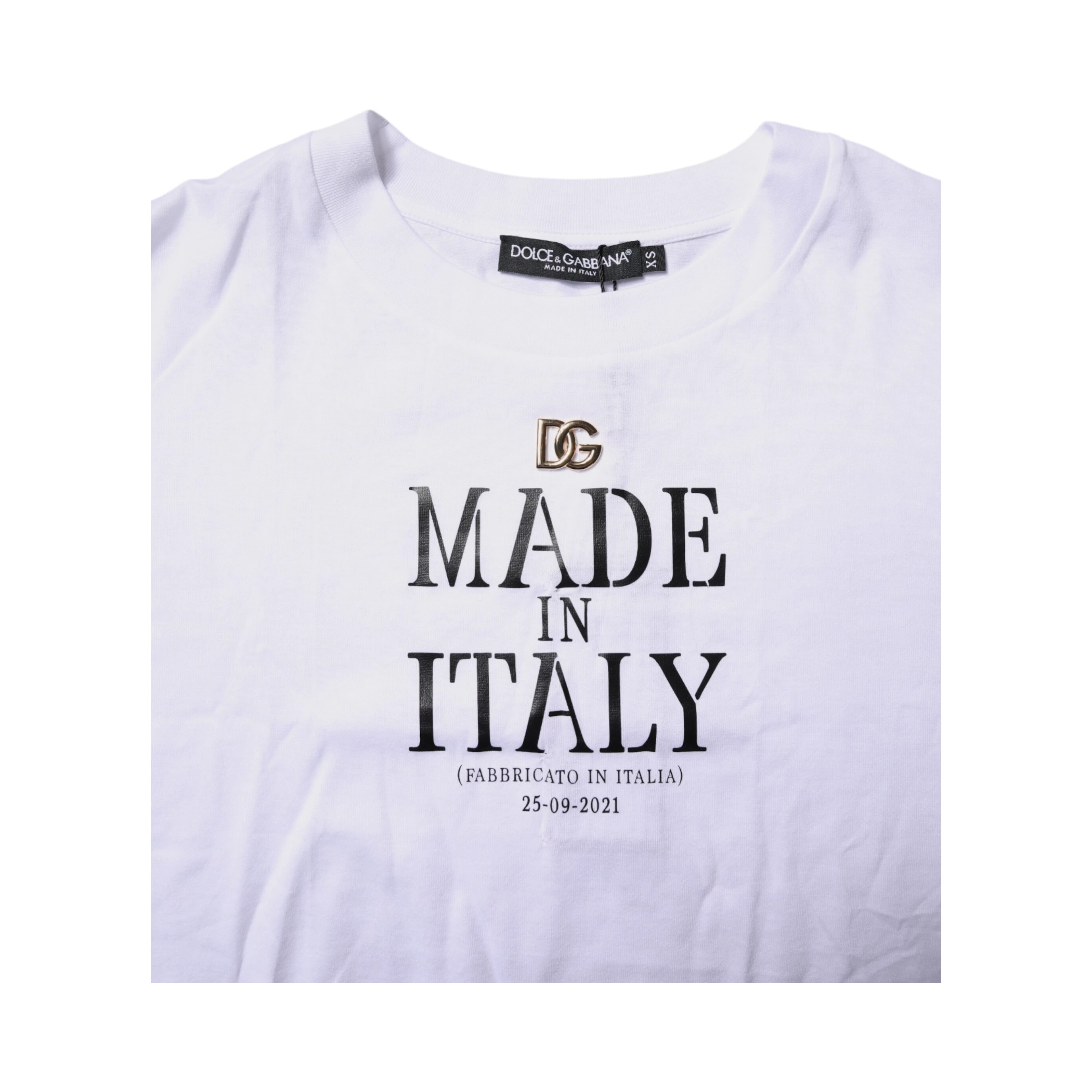 White Short Sleeves DG Logo Print Top T-shirt