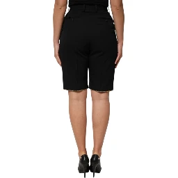 Black Zip Detailed Wool Straight Leg Pants