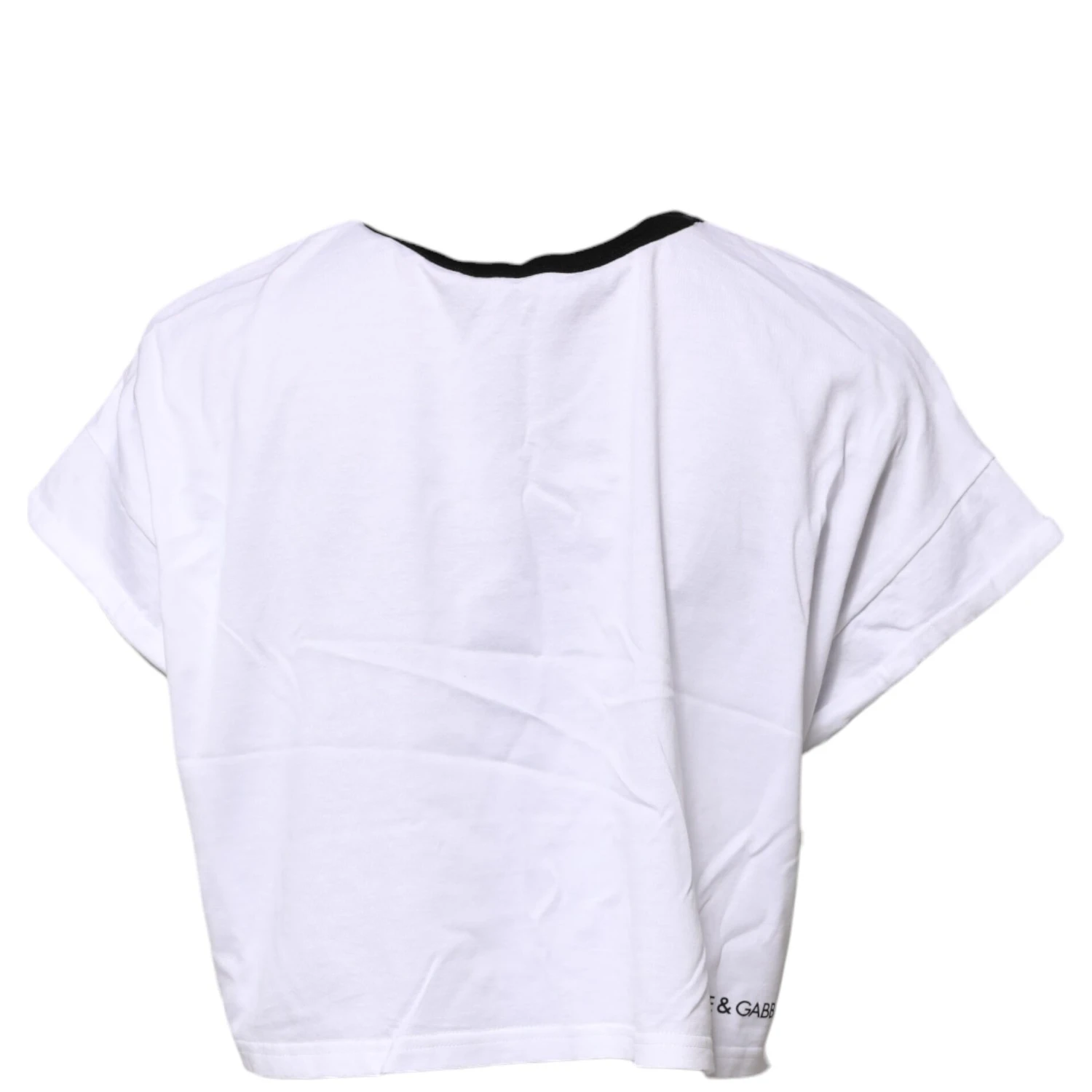 White Cotton Crew Neck Cropped Top T-shirt