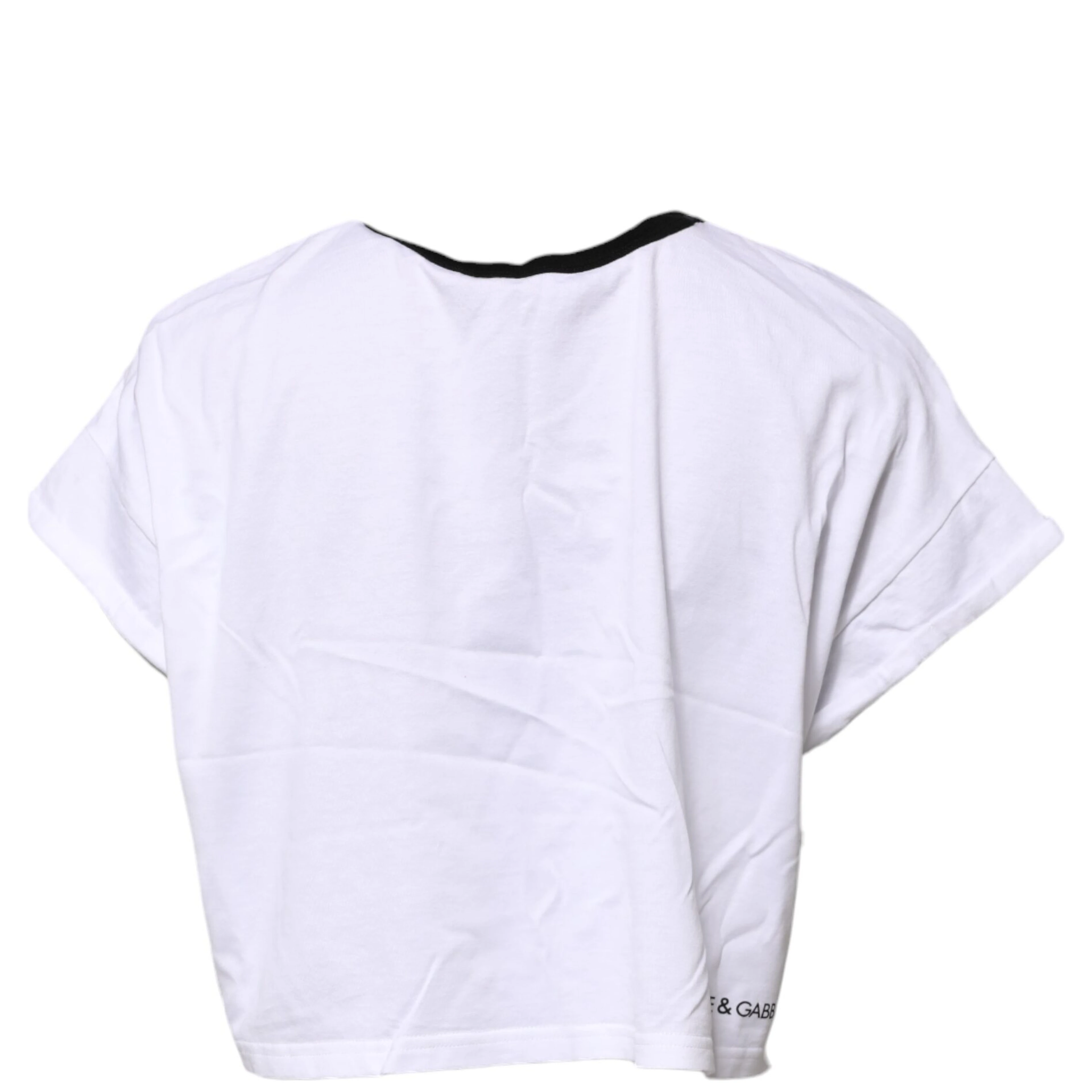 White Cotton Crew Neck Cropped Top T-shirt