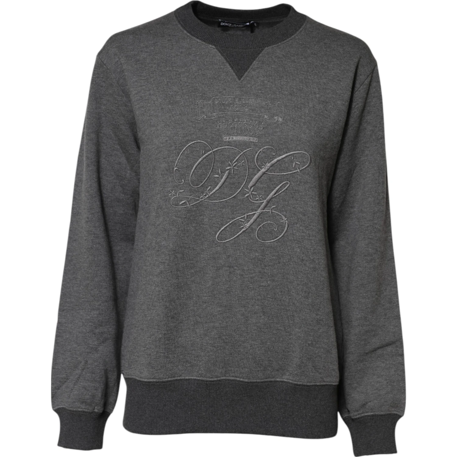 Gray DG Logo Embroidered Pullover Sweater
