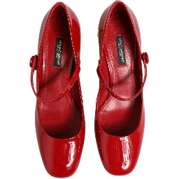 Red Leather DG Logo Heels Sandals Shoes