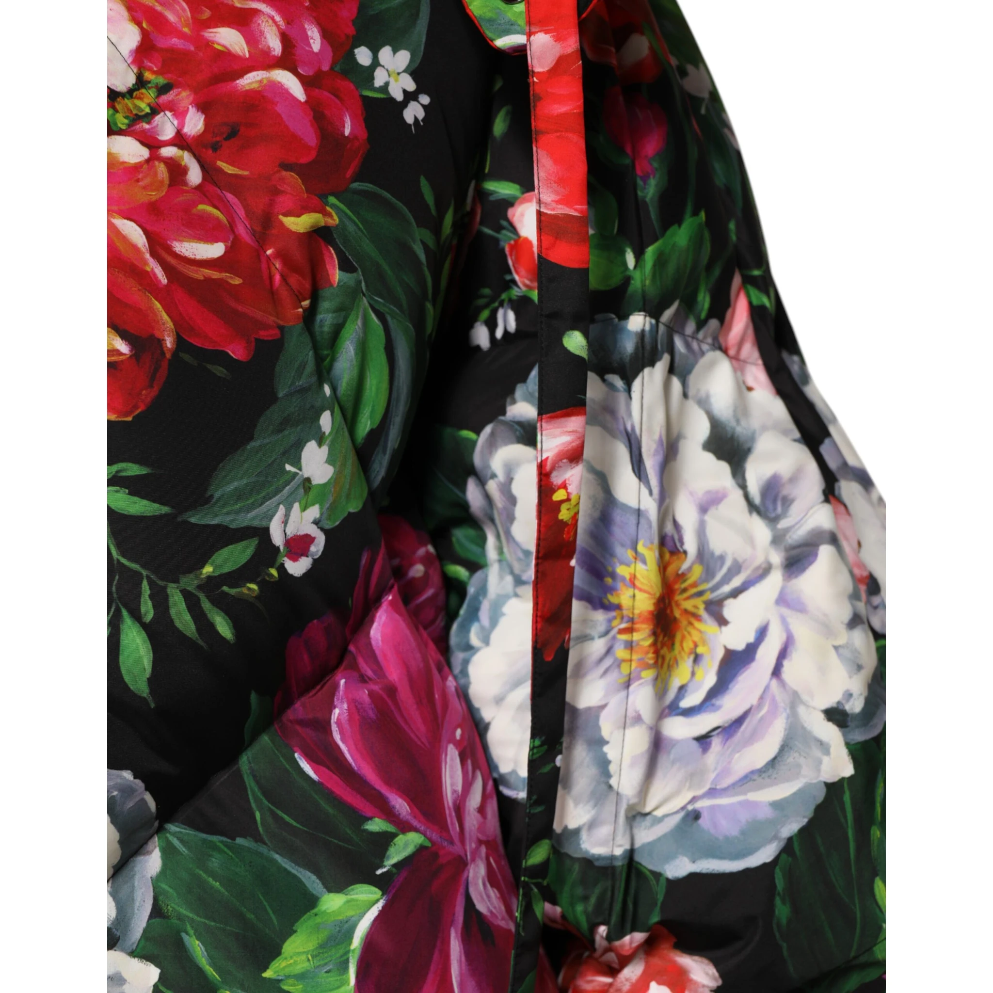 Multicolor Floral Hooded Puffer Coat Jacket