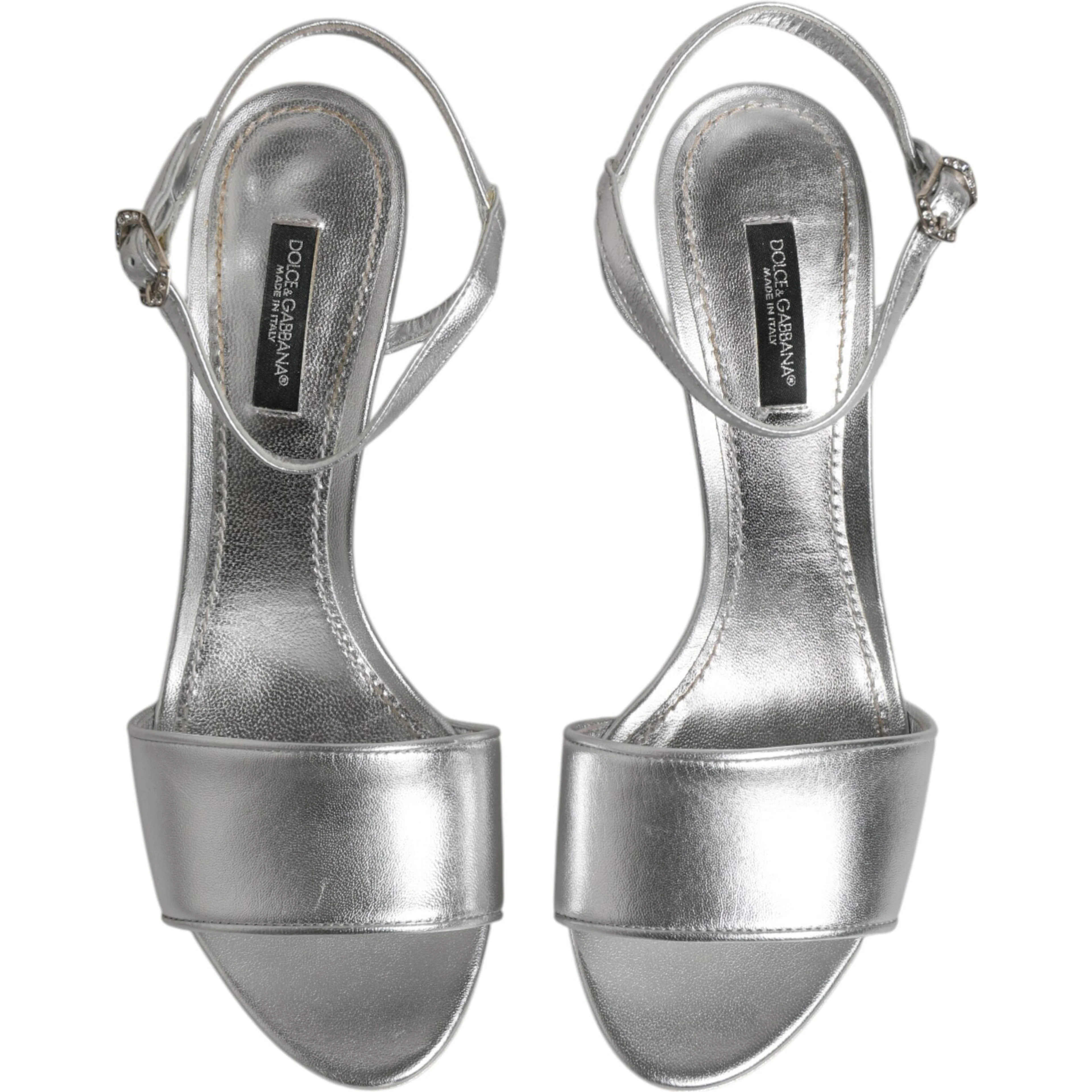 Silver KEIRA Heels Ankle Strap Sandals Shoes