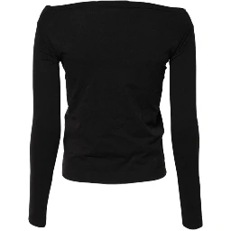 Black Wool Shrug Crew Neck Pullover Sweater