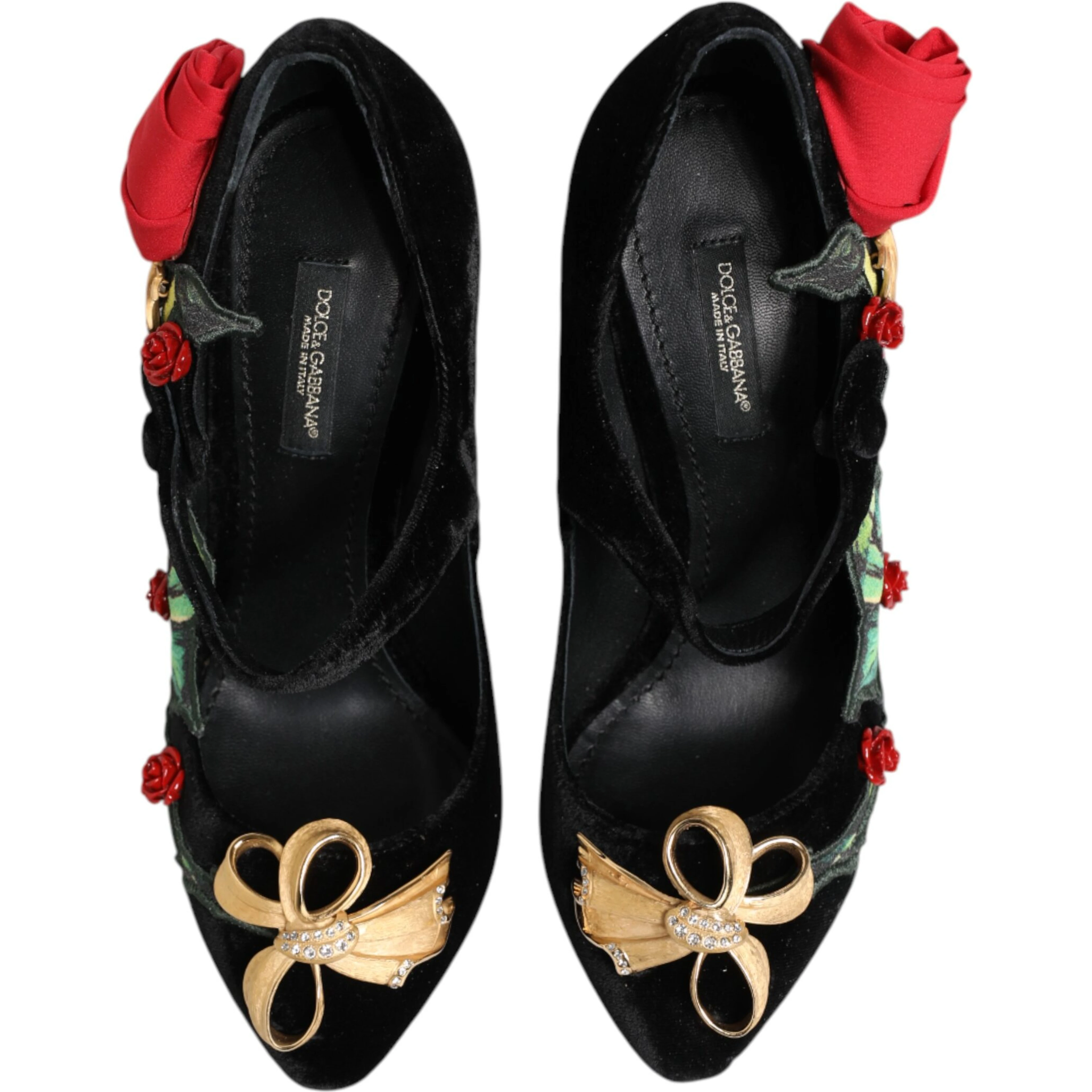 Black Roses Crystal Brooch Mary Jane Shoes