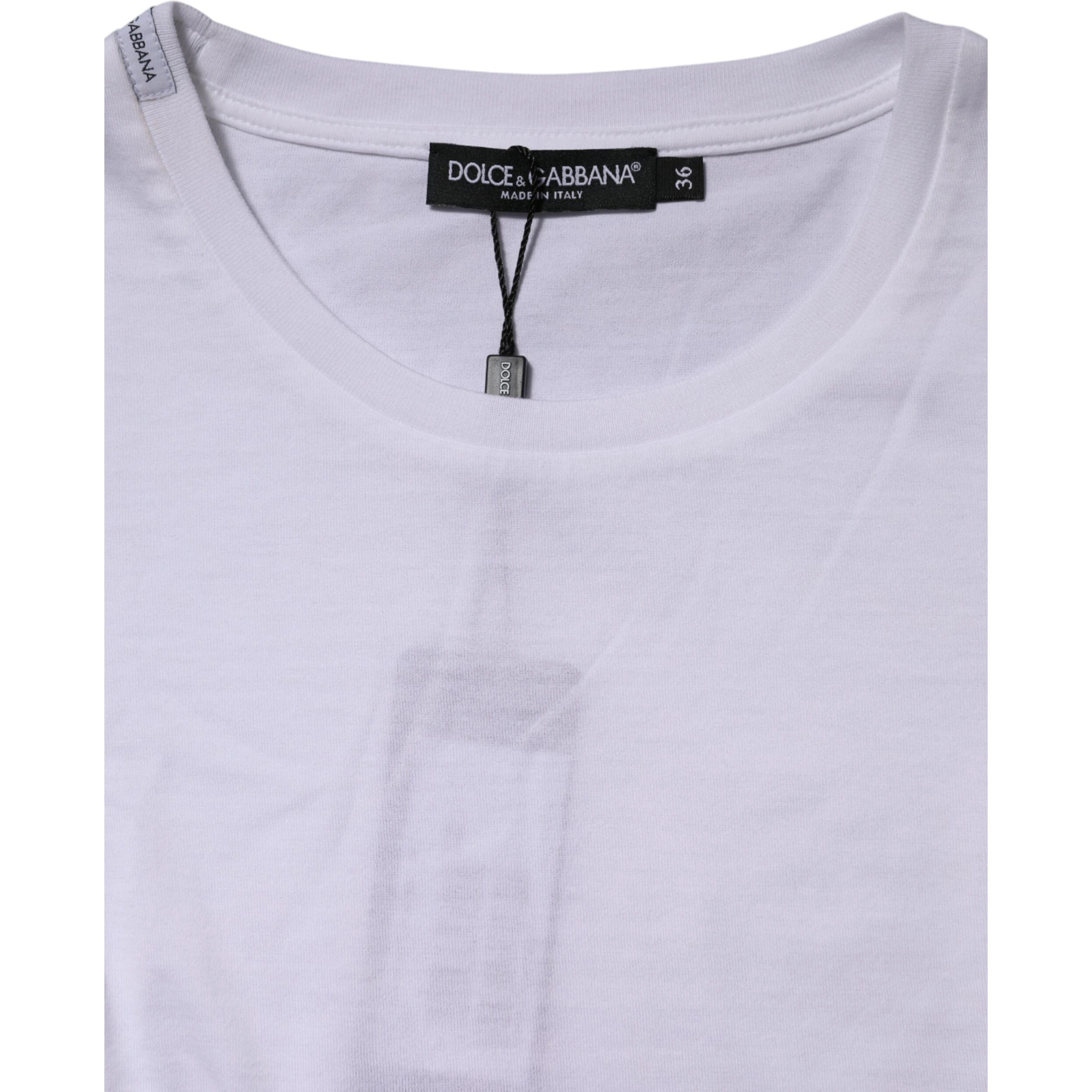 White Cotton Crew Neck Short Sleeves T-shirt