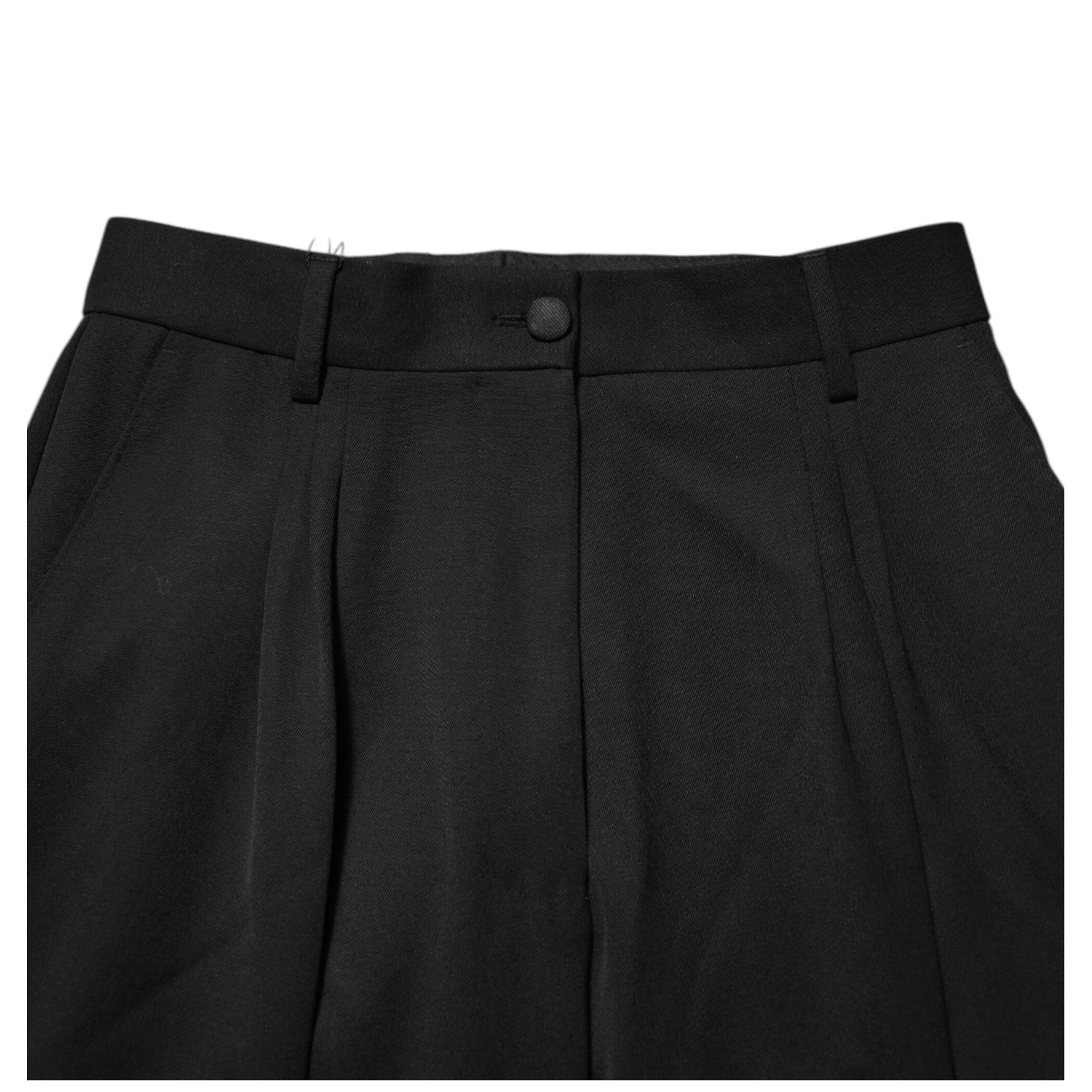 Black Zip Detailed Wool Straight Leg Pants