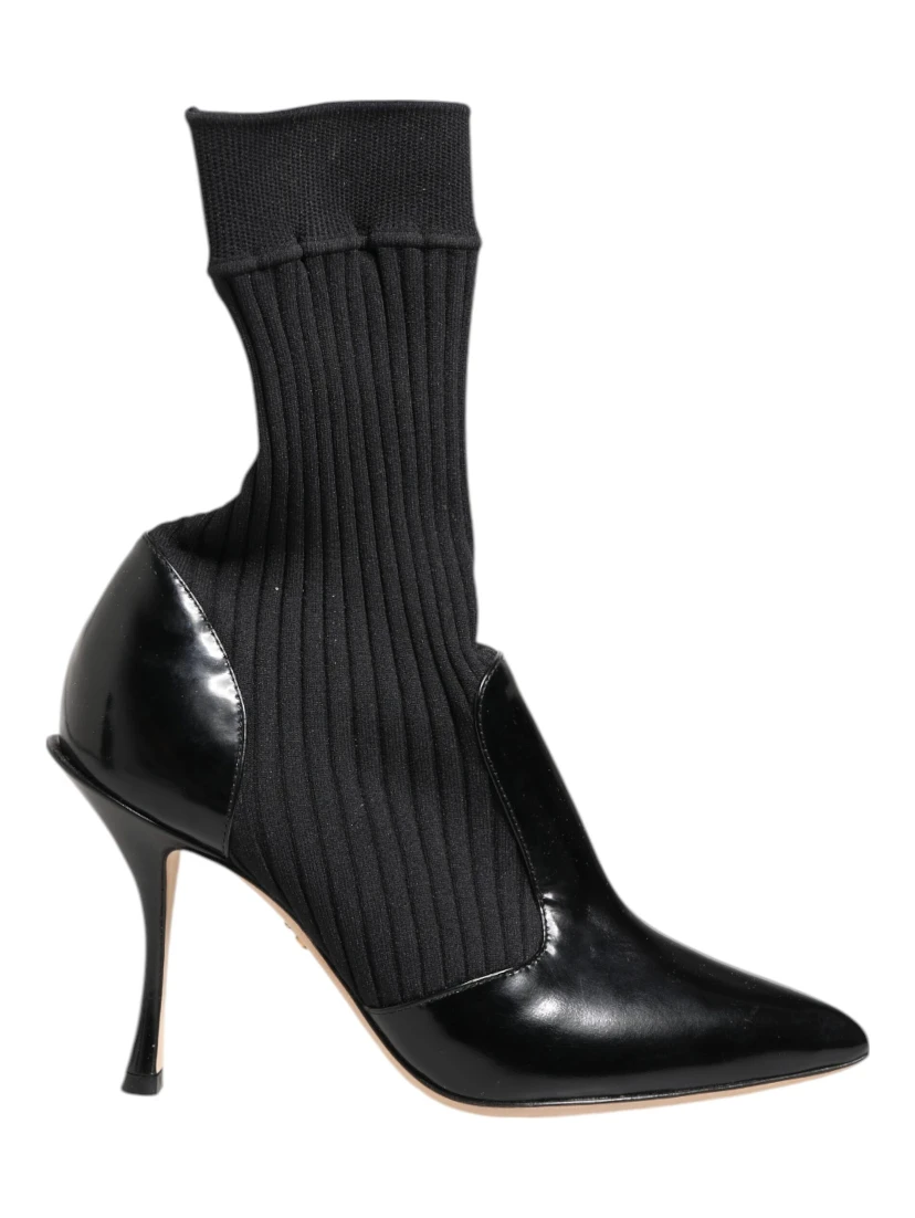 Black Stretch Stilettos Booties Socks Shoes