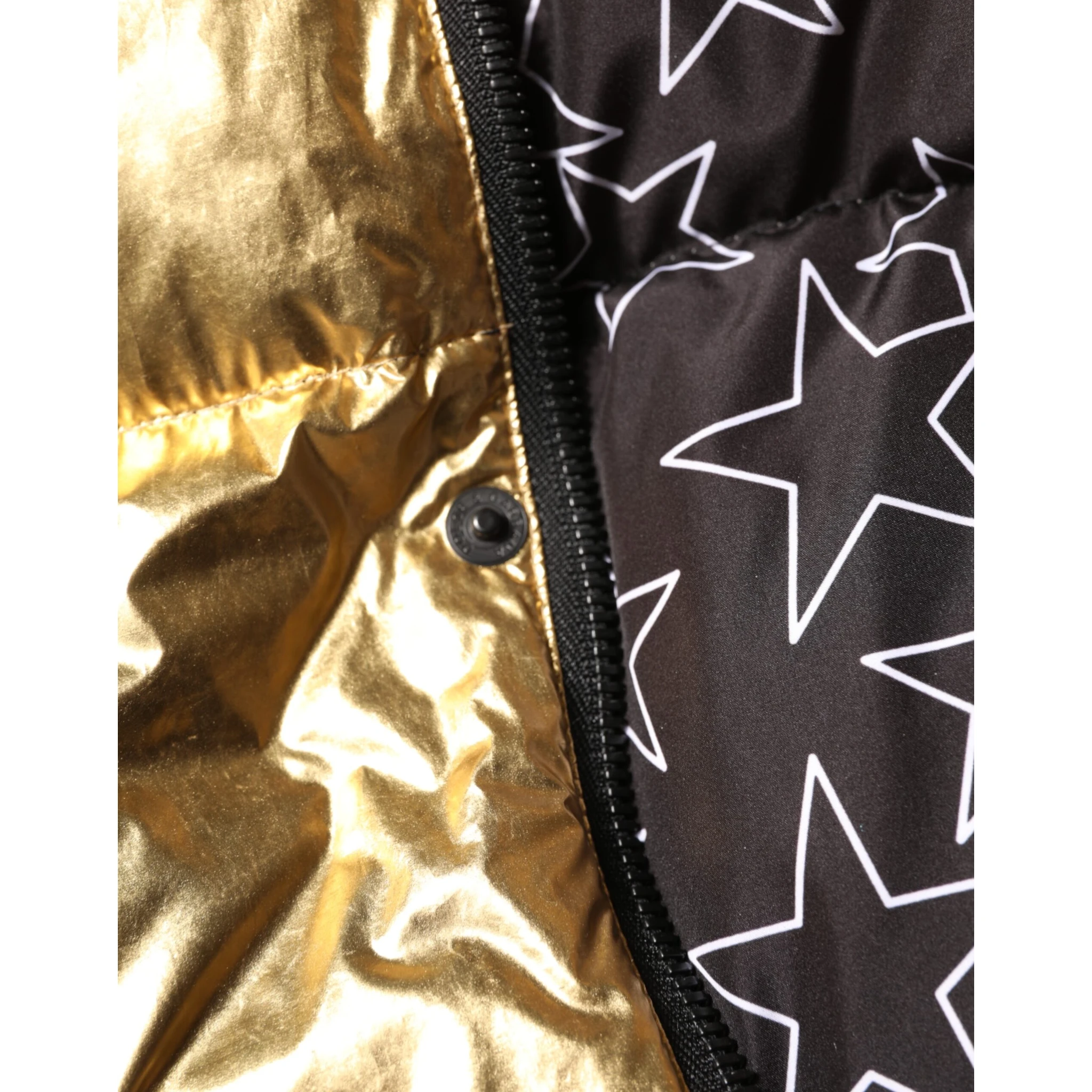 Gold Hooded Puffer Quilted Full Zip Jacket