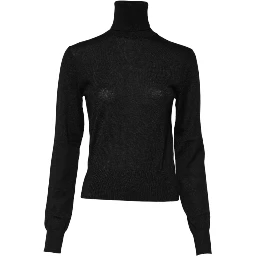 Black Cashmere Turtleneck Pullover Sweater
